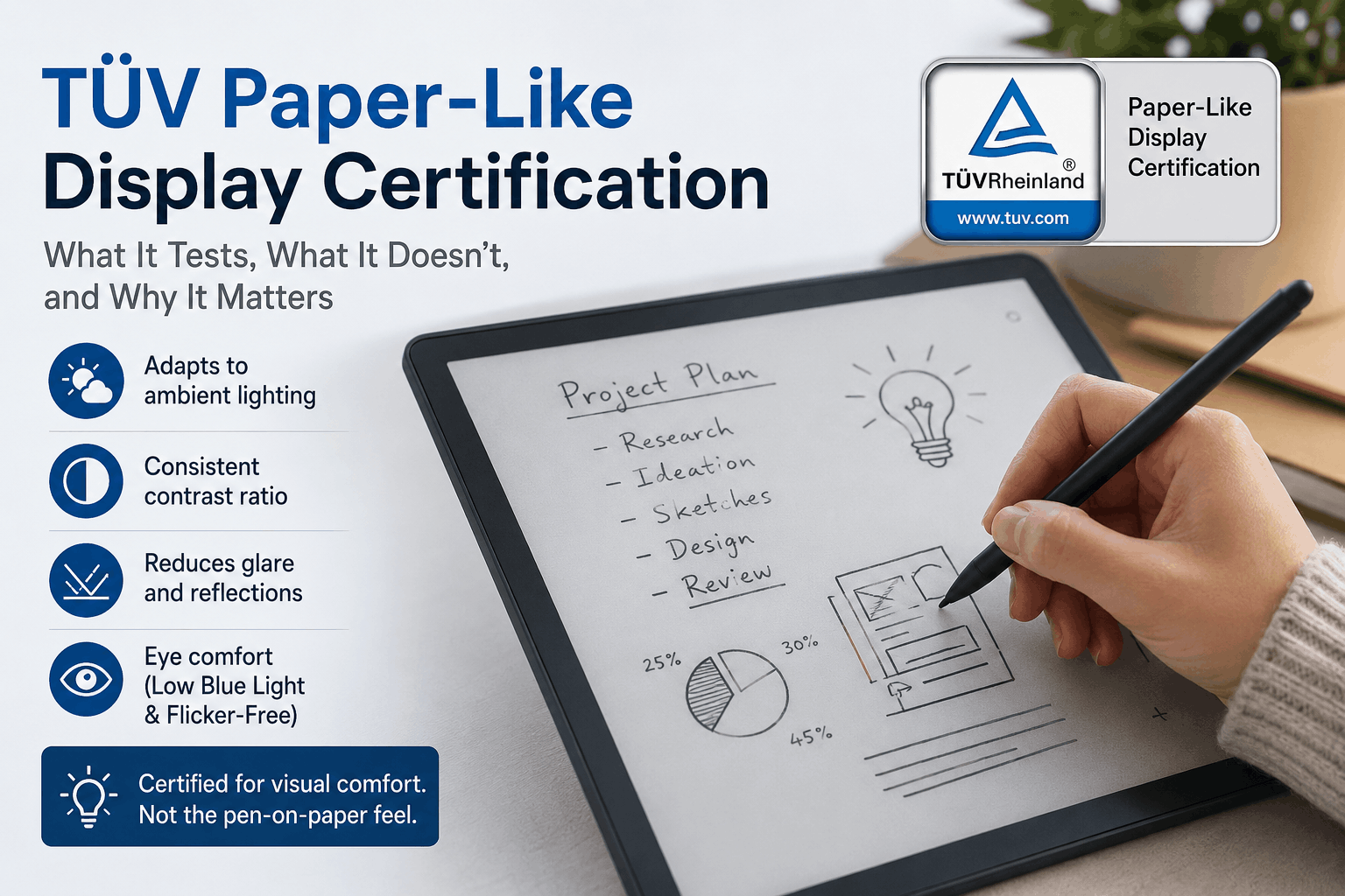 What Is TÜV’s “Paper-Like Display” Certification, and Why Does It Matter for Writing Tablets?